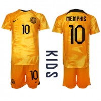 Dres Nizozemska Memphis Depay #10 Domaci za djecu SP 2022 Kratak Rukav (+ kratke hlače)